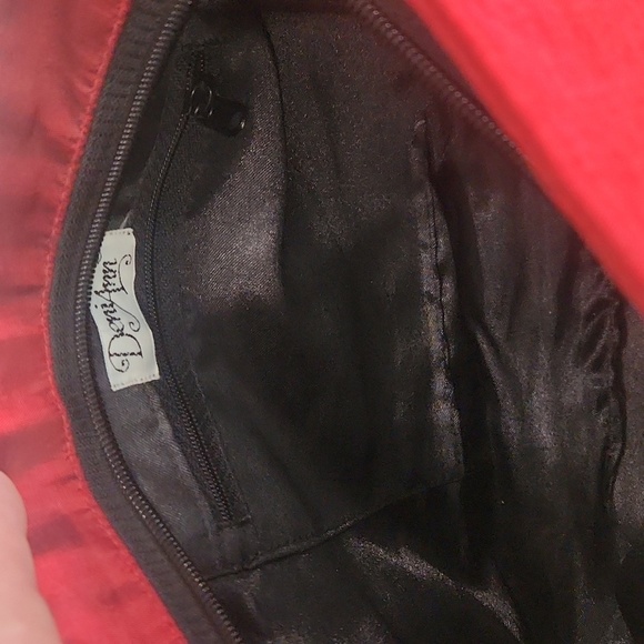 Deni Ann Vintage Maroon Floral Stitched Clutch Purse - Picture 8 of 8